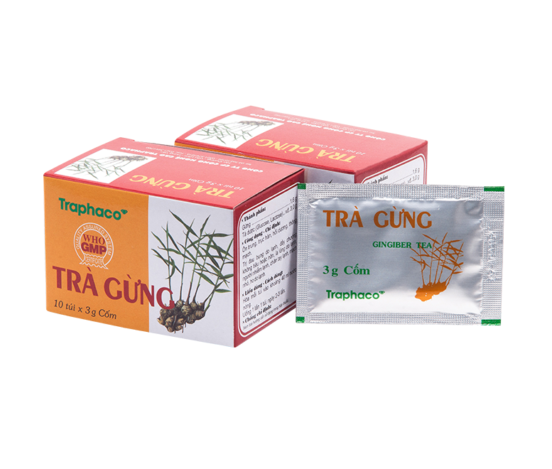 Trà gừng traphaco hộp 10 gói-duoc-ban-tai-Dược sỉ hapulico hà nội