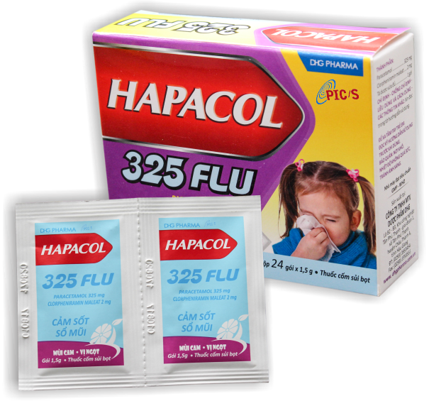 Hapacol 325 flu hộp 24 gói hậu giang-duoc-ban-tai-Thuốc sỉ hapulico hà nội