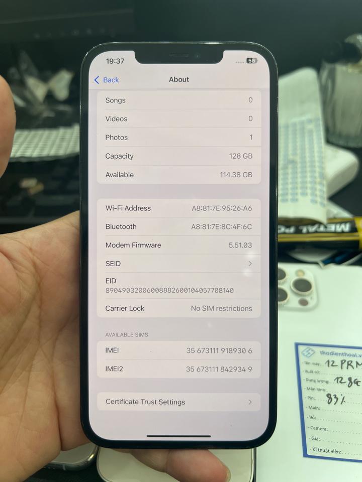 iphone 12 Prm 128G pin 100% xanh 189306-duoc-ban-tai-Huấn Hải Hậu - thodienthoai.vn