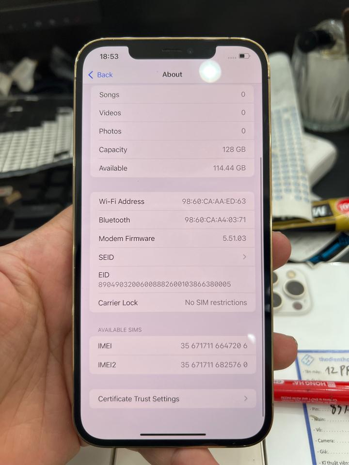 iphone 12 Prm 128G pin 100% vàng 647206-duoc-ban-tai-Huấn Hải Hậu - thodienthoai.vn
