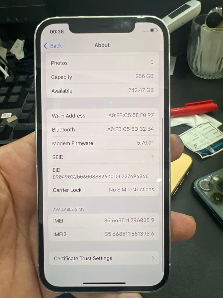 iphone 12 Pro 256G pin 100% trắng 960359-duoc-ban-tai-Huấn Hải Hậu - thodienthoai.vn
