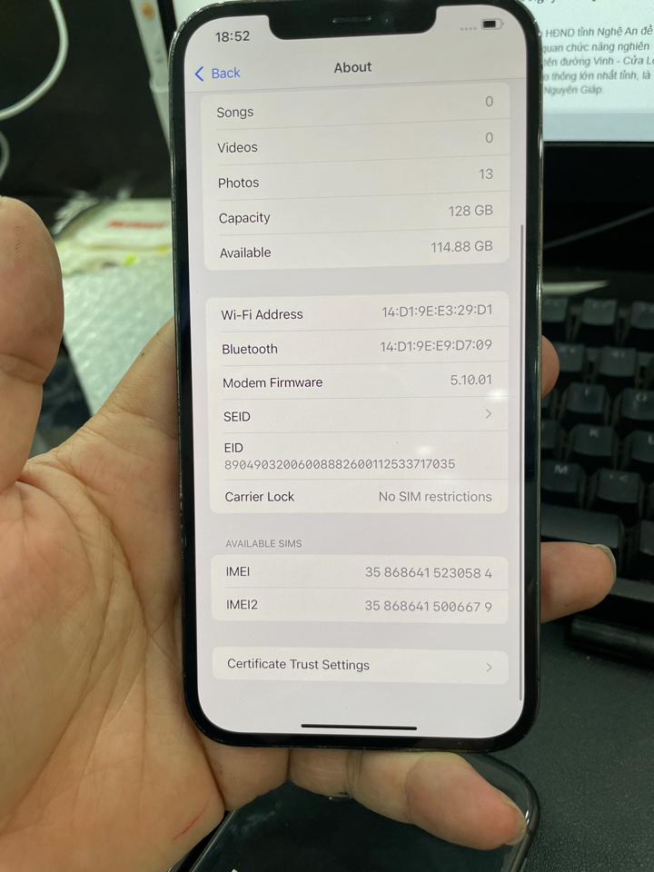 iphone 12 Prm 128G 100% đen 584-duoc-ban-tai-Huấn Hải Hậu - thodienthoai.vn