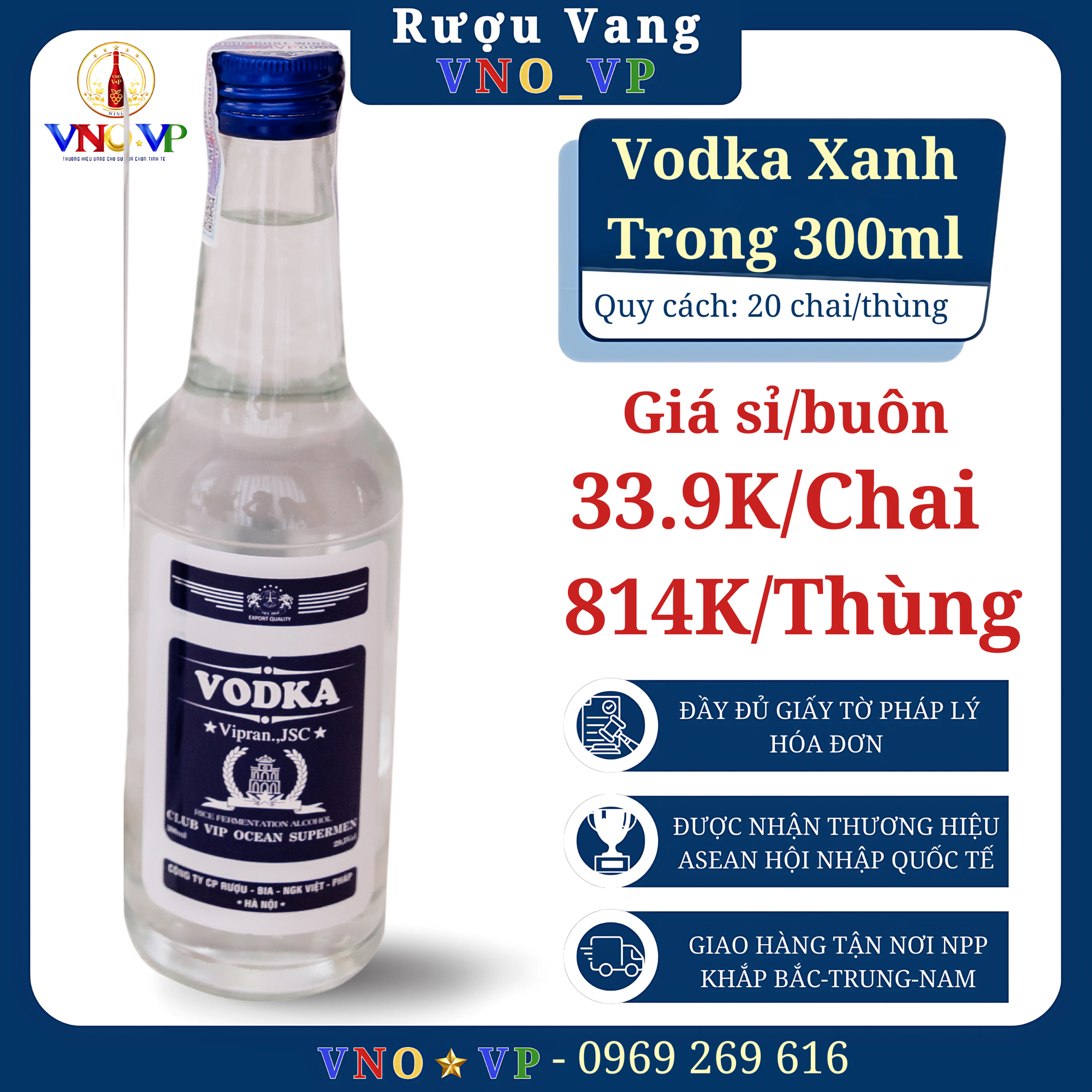 VodKa Trong Xanh 300ml - Sỉ/ Buôn SLL Toàn Quốc-duoc-ban-tai-VNO_VP – TỔNG KHO RƯỢU VANG LỚN NHẤT TOÀN QUỐC, HỆ THỐNG NPP RƯỢU VANG PHỦ KÍN 63 TỈNH THÀNH, GIAO HÀNG TẬN NƠI TOÀN QUỐC