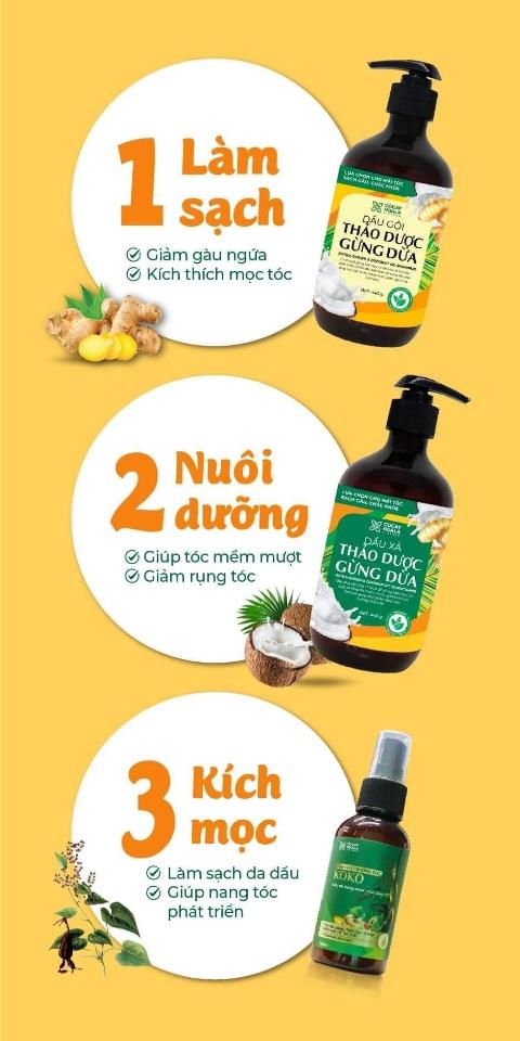 Dầu gội thảo dược Gừng dừa-duoc-ban-tai-Hana Store Ngọc Nguyễn