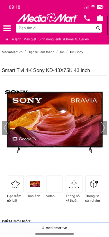 Tivi sony 43x75k-duoc-ban-tai-Tân Tiến Hưng