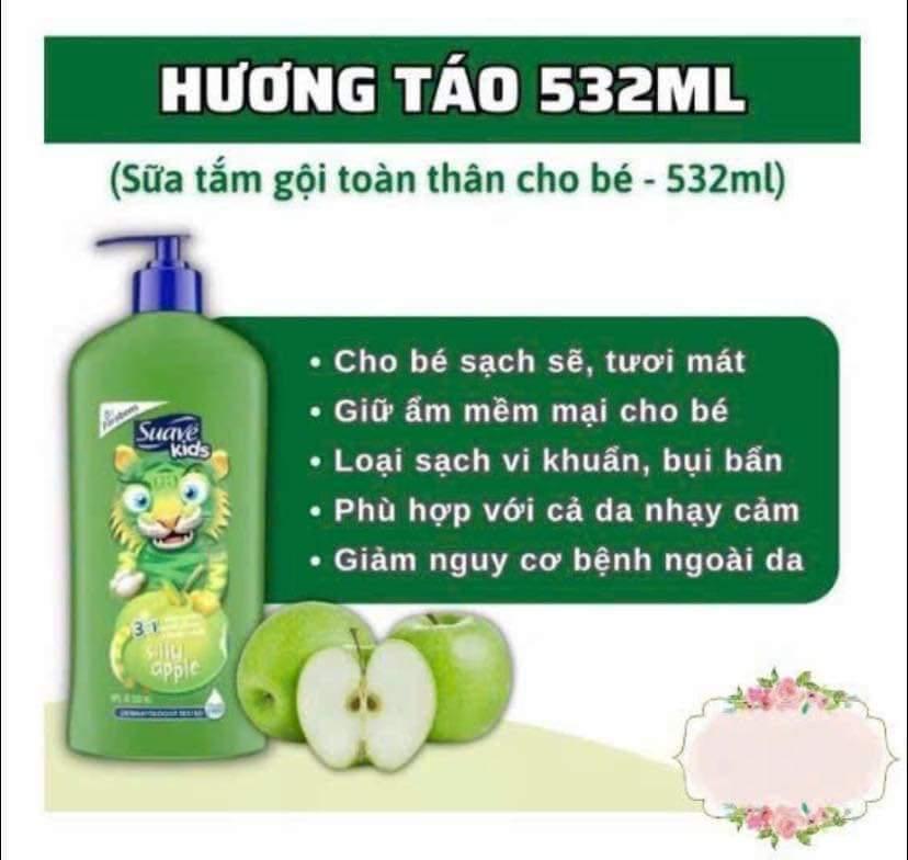 Sữa tắm, gội, xả cho bé Suave Kids 3 in 1 (chai 532ml)-duoc-ban-tai-Ly Vy