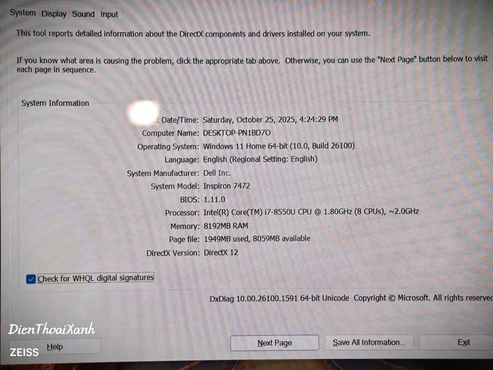 Dell Inpiron 14 7472 8/1T - 20142-duoc-ban-tai-Điện Thoại Xanh