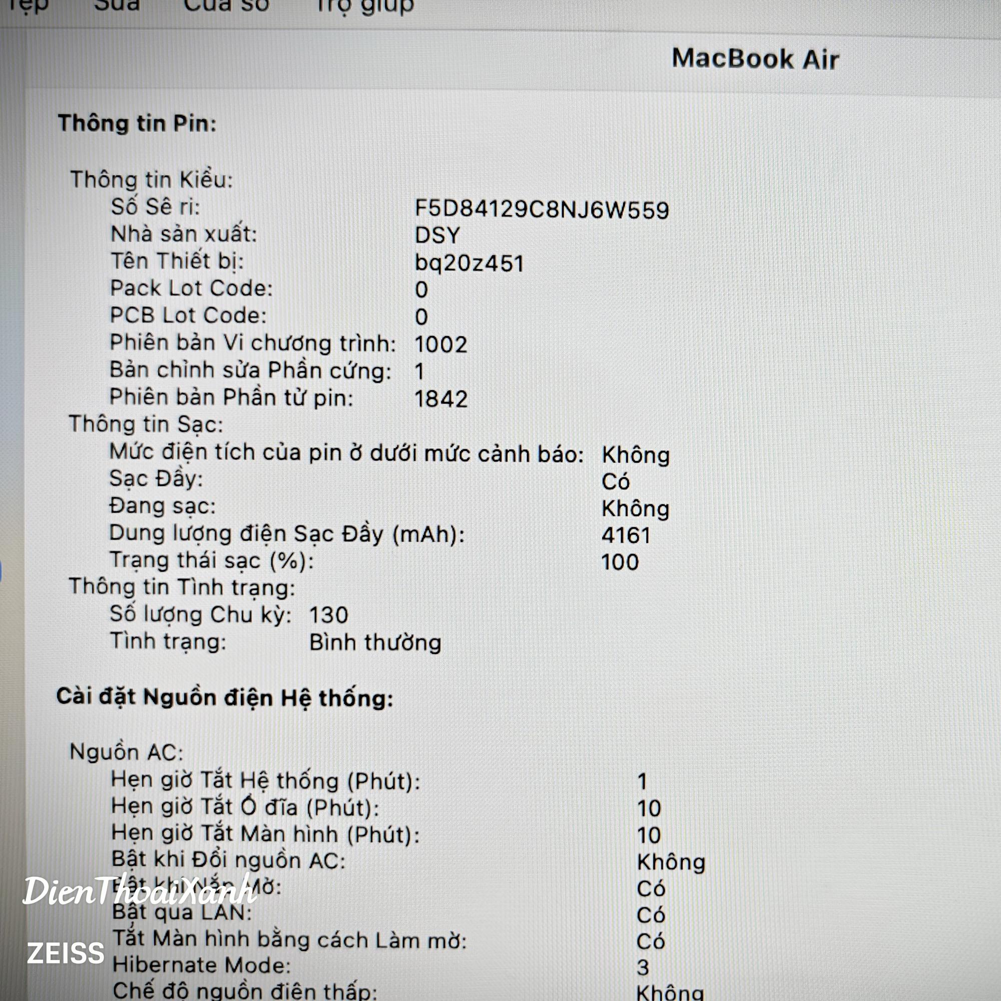 Macbook Air 13 2018 8/128G - AJK7F-duoc-ban-tai-Điện Thoại Xanh