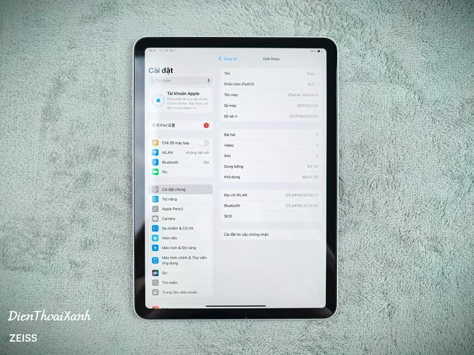 iPad Air 4 64G - UQ16N-duoc-ban-tai-Điện Thoại Xanh