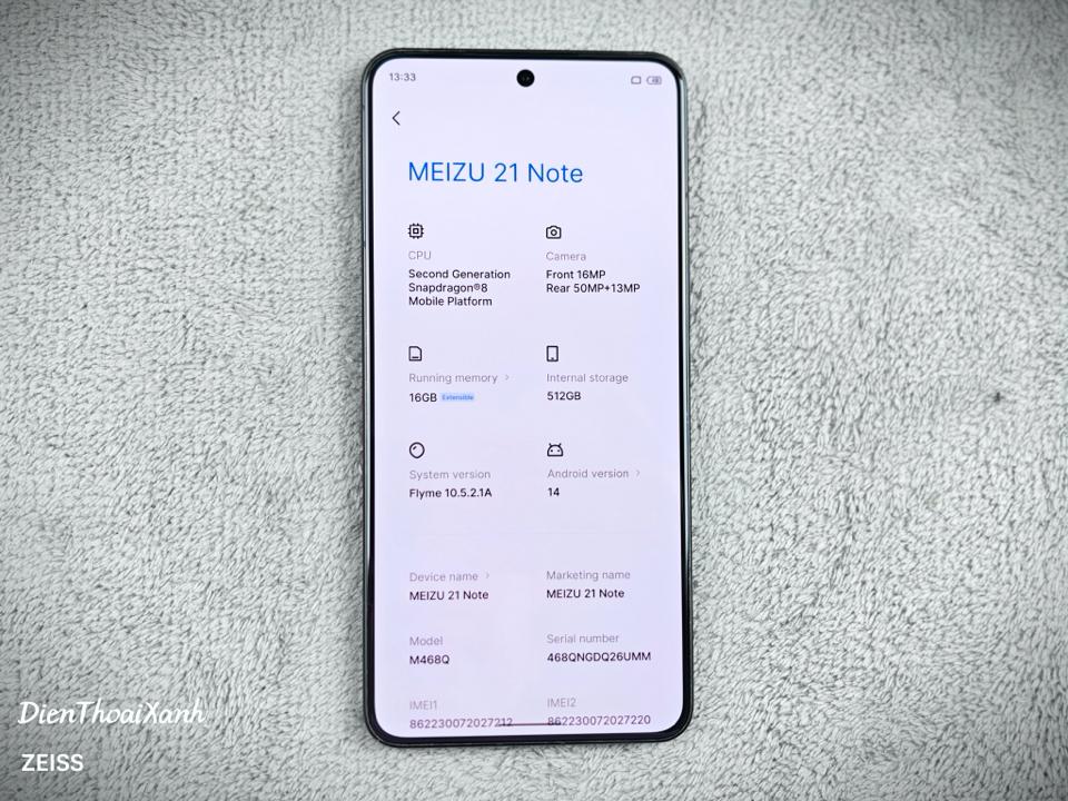 Meizu 21 Note 16/512G - 27212-duoc-ban-tai-Điện Thoại Xanh