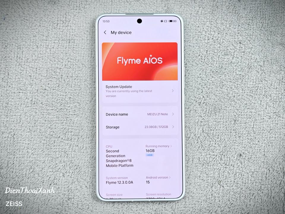 Meizu 21 Note 16/512G - 62952-duoc-ban-tai-Điện Thoại Xanh