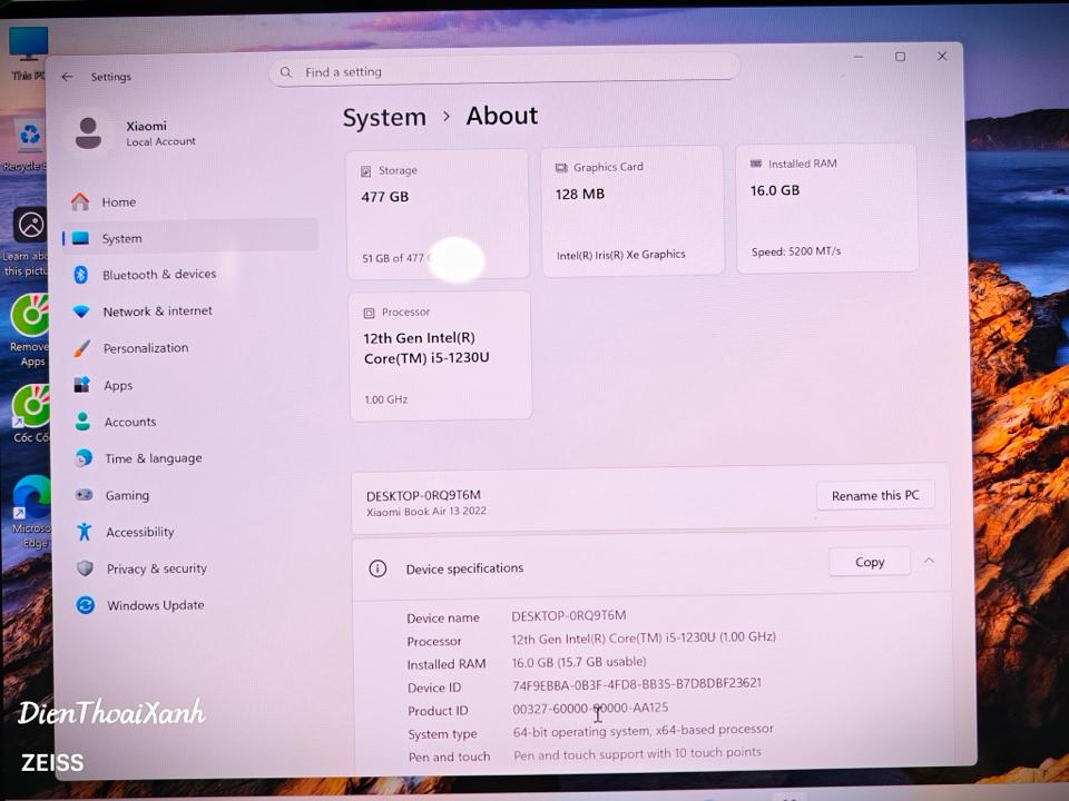 Xiaomi Book Air 13 16/512G - 02297-duoc-ban-tai-Điện Thoại Xanh