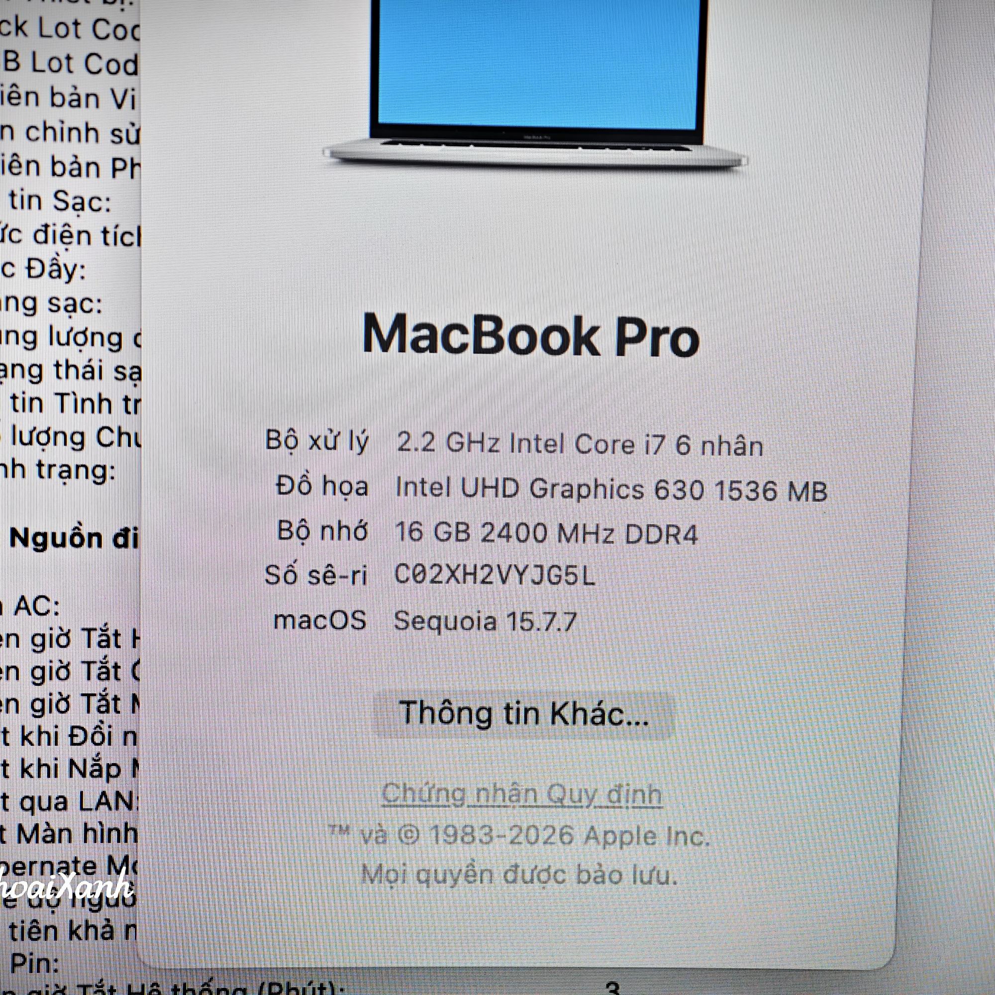 Macbook Pro 15 2018 16/256G - YJG5L-duoc-ban-tai-Điện Thoại Xanh