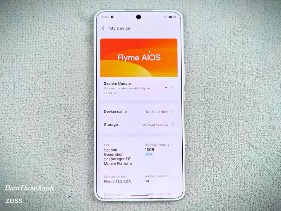 Meizu 21 Note 16/256G - 91370-duoc-ban-tai-Điện Thoại Xanh
