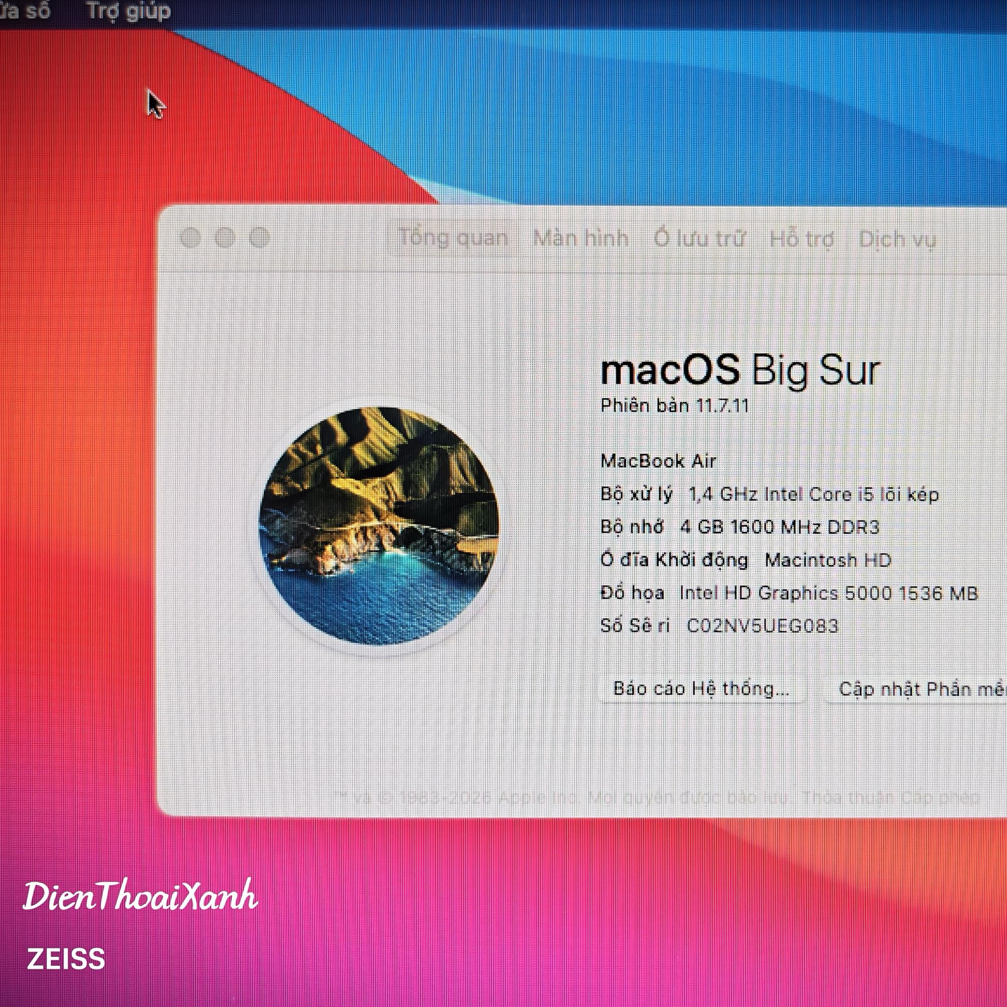 Macbook Air 11 2014 4/128G -EG083-duoc-ban-tai-Điện Thoại Xanh