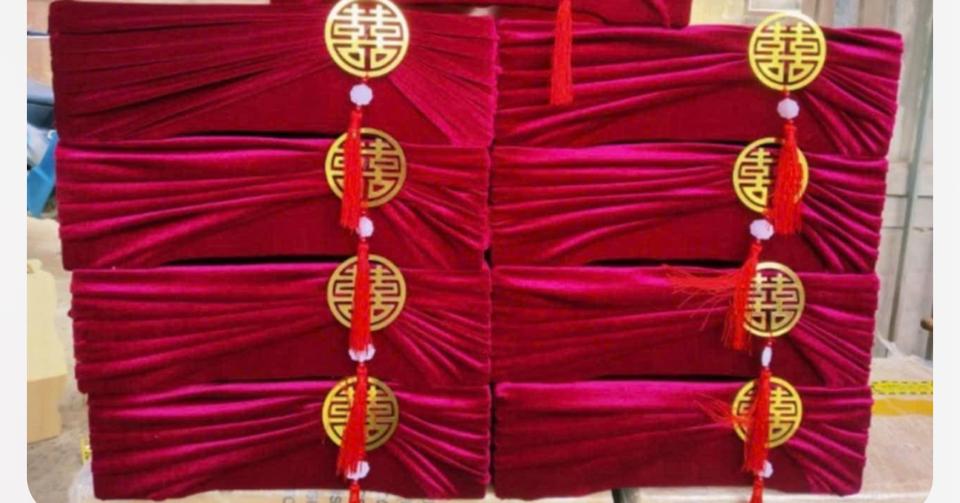 Bọc nhung chéo -duoc-ban-tai-Phụ kiện Hoa - Tráp Song Hỷ 
