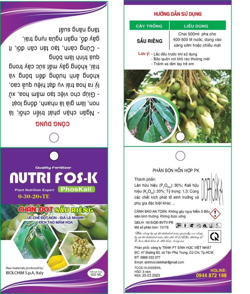 Phân bón hỗn hợp PK NUTRI FOS-K 0-30-20+TE ( Chặn đọt)-duoc-ban-tai-ĐẠI LÝ VTNN ĐÌNH THANH