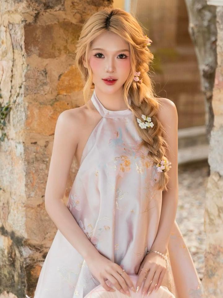(2b) HỒNG wynanh -Khảm kim tuyến hồng nhạt-duoc-ban-tai-MICHIDO - CHO THUÊ VÁY ĐẦM XINH