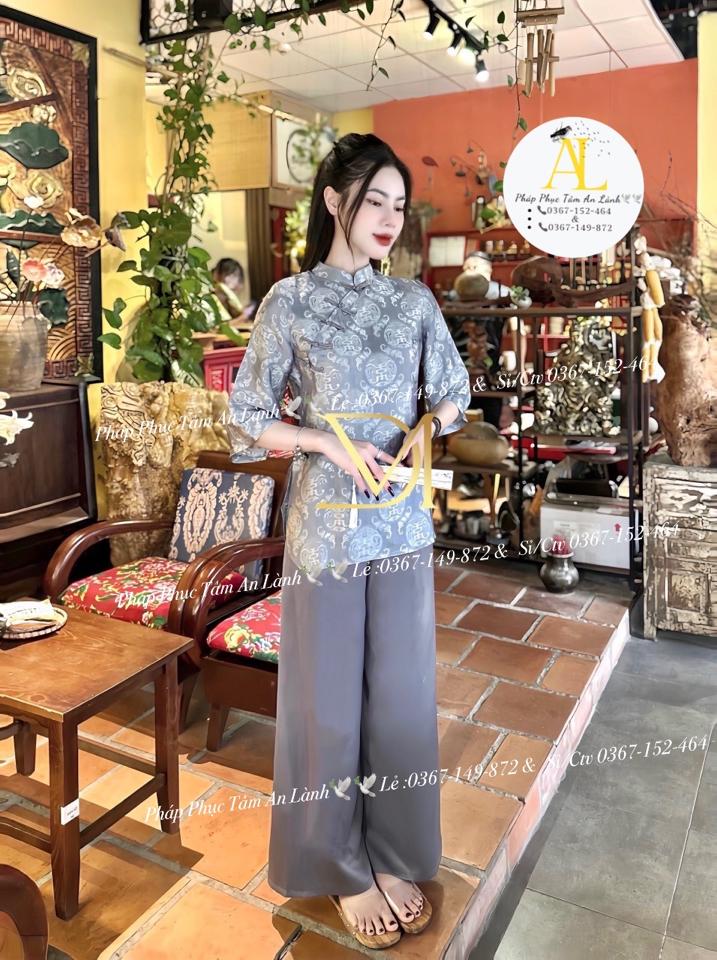 Tơ tằm 5 cúc Chéo✔️-duoc-ban-tai-Tiệm M&Y- Tâm An Lành- Pháp phục thiết kế, may đo riêng