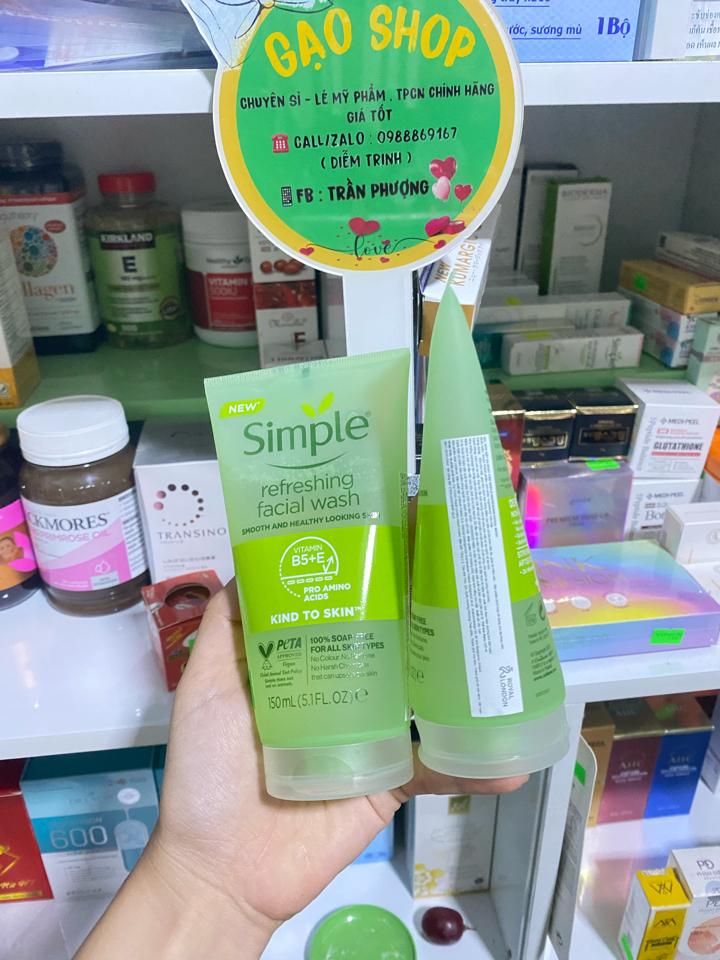 Sữa Rửa Mặt Simple Mẫu mới 2022 150ml-duoc-ban-tai-𝑮𝒂̣𝒐 𝑪𝒐𝒔𝒎𝒆𝒔𝒕𝒊𝒄𝒔