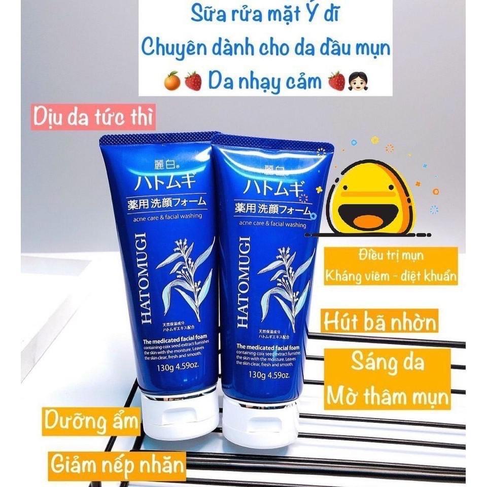 Sữa Rửa Mặt Hatomugi Nhật Xanh ( Da Mụn) 130g-duoc-ban-tai-𝑮𝒂̣𝒐 𝑪𝒐𝒔𝒎𝒆𝒔𝒕𝒊𝒄𝒔