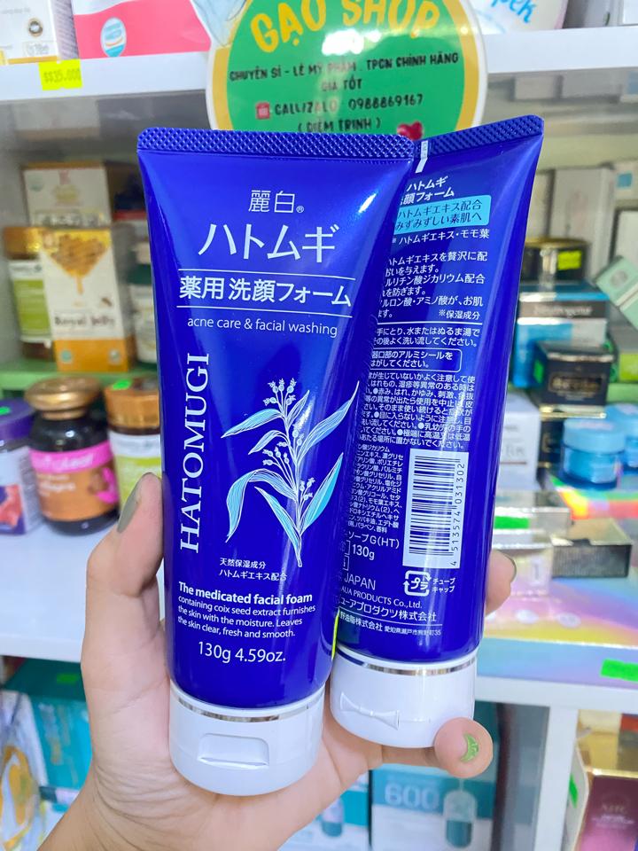 Sữa Rửa Mặt Hatomugi Nhật Xanh ( Da Mụn) 130g-duoc-ban-tai-𝑮𝒂̣𝒐 𝑪𝒐𝒔𝒎𝒆𝒔𝒕𝒊𝒄𝒔