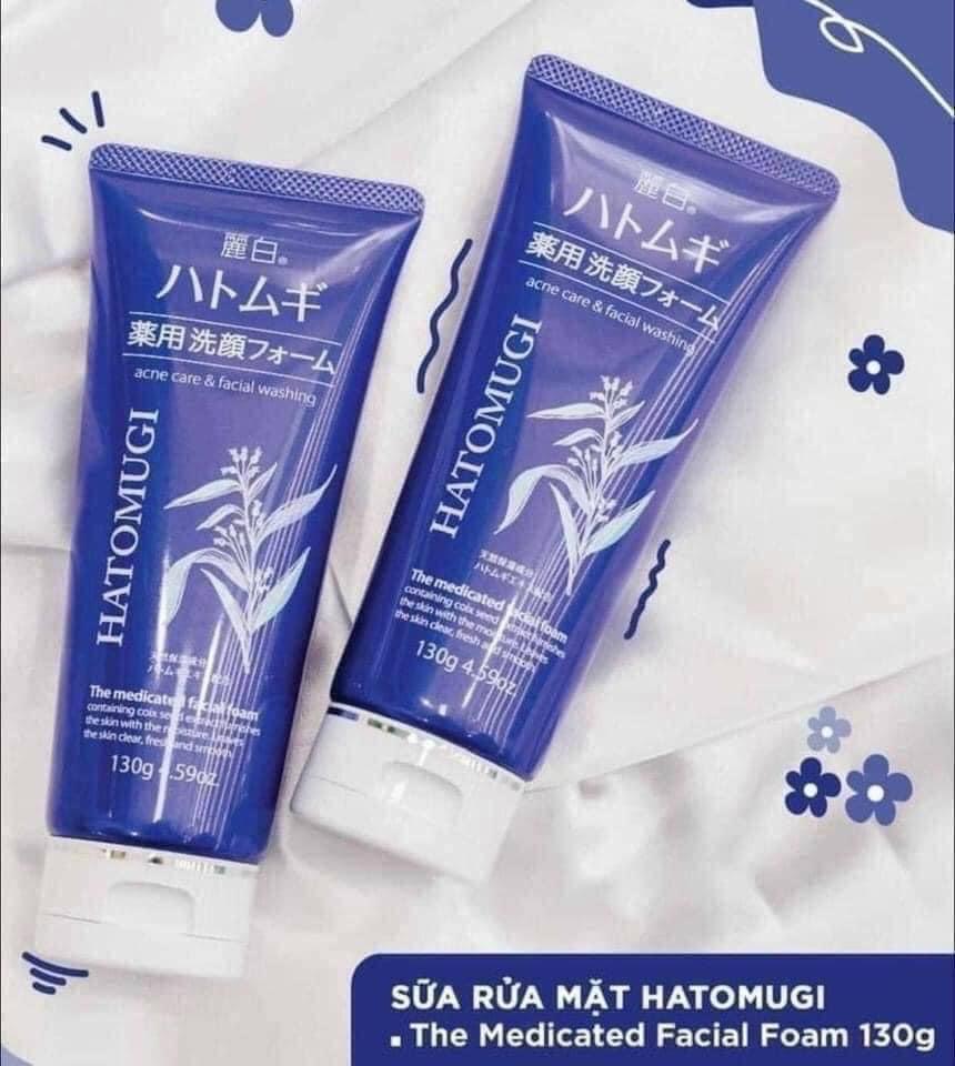 Sữa Rửa Mặt Hatomugi Nhật Xanh ( Da Mụn) 130g-duoc-ban-tai-𝑮𝒂̣𝒐 𝑪𝒐𝒔𝒎𝒆𝒔𝒕𝒊𝒄𝒔