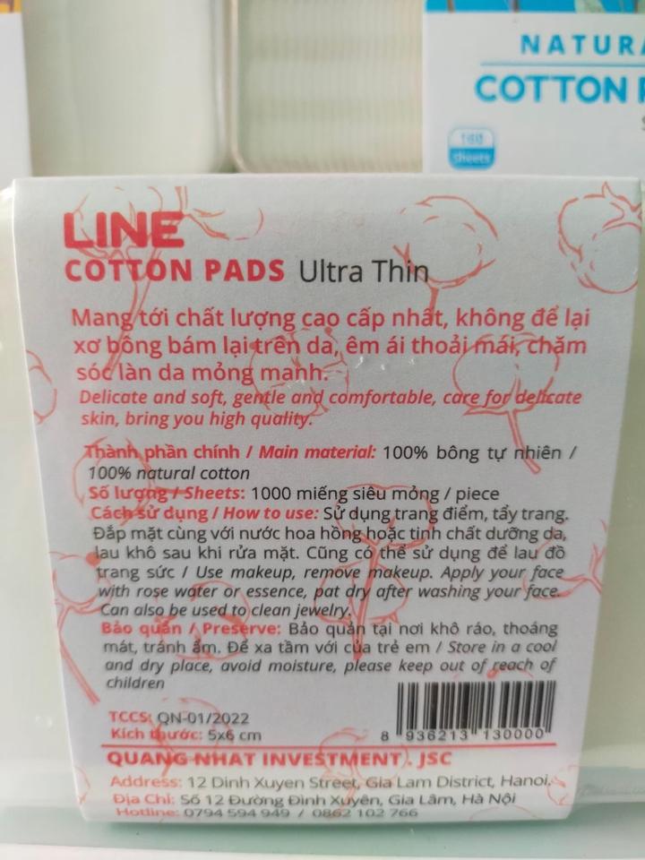 Bông Tẩy Trang Line Cotton Pads 1000m Loại Mỏng-duoc-ban-tai-𝑮𝒂̣𝒐 𝑪𝒐𝒔𝒎𝒆𝒔𝒕𝒊𝒄𝒔