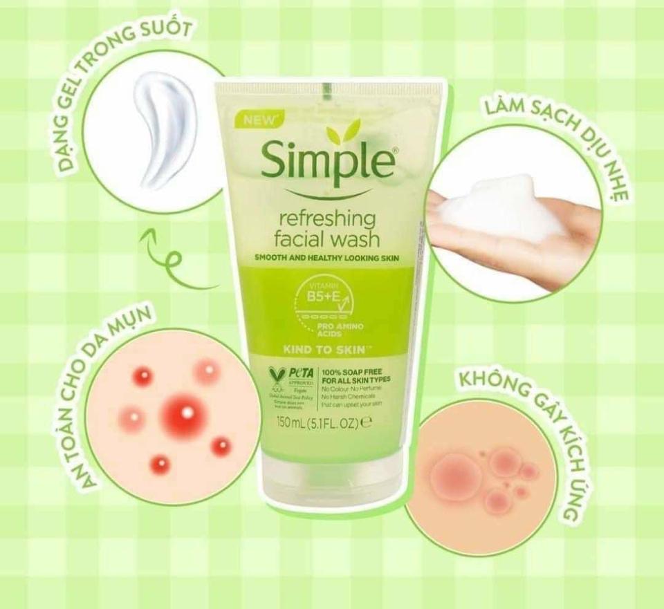 Sữa Rửa Mặt Simple Mẫu mới 2022 150ml-duoc-ban-tai-𝑮𝒂̣𝒐 𝑪𝒐𝒔𝒎𝒆𝒔𝒕𝒊𝒄𝒔