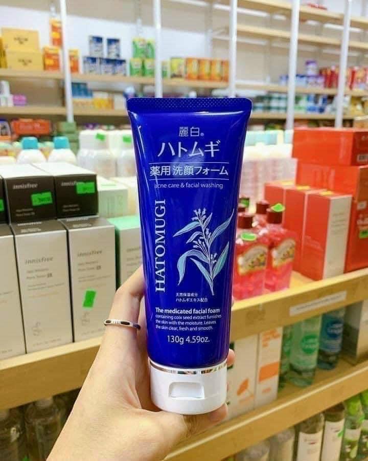 Sữa Rửa Mặt Hatomugi Nhật Xanh ( Da Mụn) 130g-duoc-ban-tai-𝑮𝒂̣𝒐 𝑪𝒐𝒔𝒎𝒆𝒔𝒕𝒊𝒄𝒔