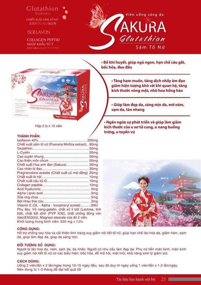 Viên uống sáng da Glutathione Sakura Sâm tố nữ-duoc-ban-tai-Nhà Thuốc Ngọc Trúc