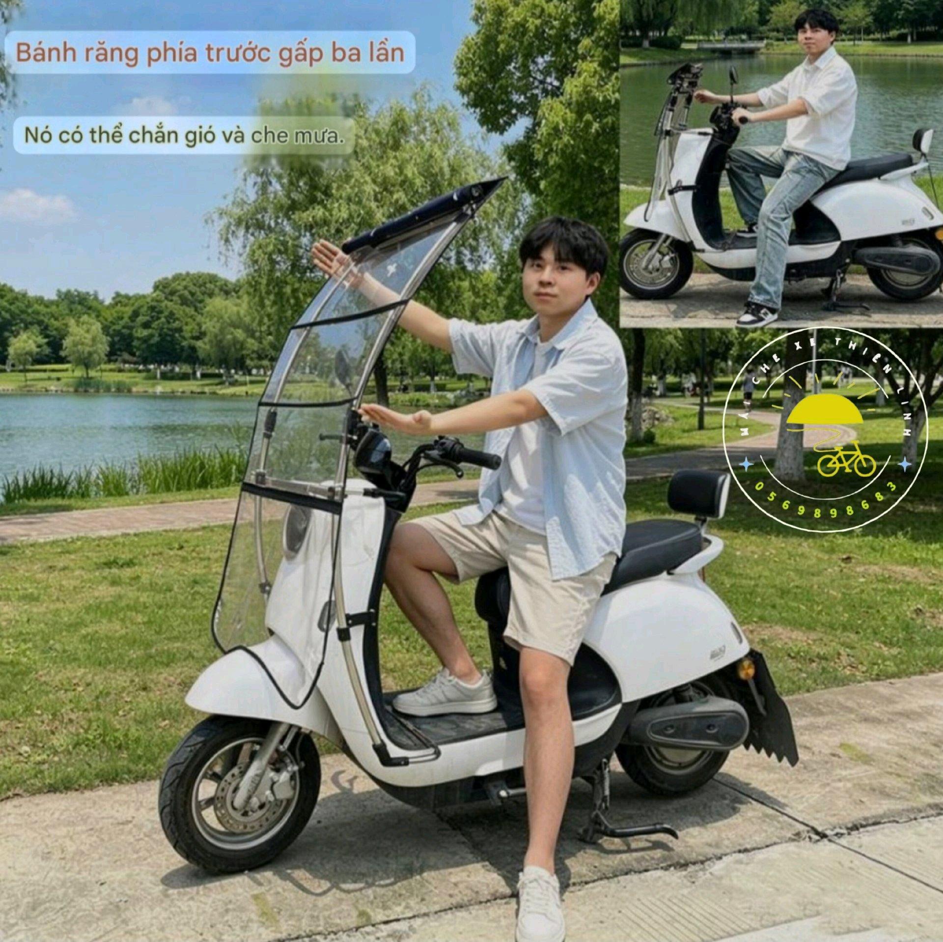 Mái che xe - bạt - đôi - gấp gọn phút mốt - bắt vào thân xe - 740 (cho xe ga và xe điện có chỗ để chân)-duoc-ban-tai-Mái che xe máy và xe điện Thiên Linh