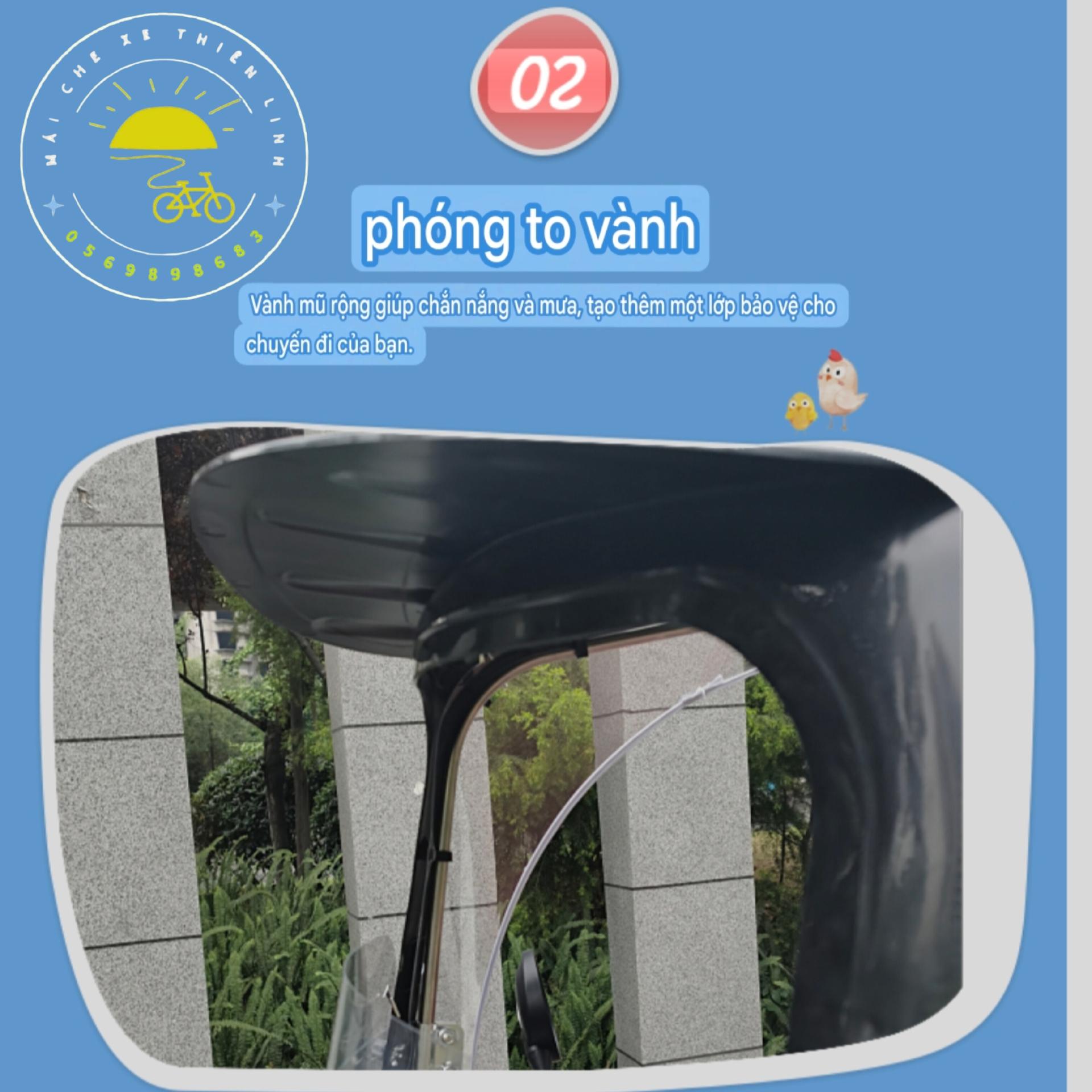 Mái che xe - nhựa - đôi - nối dài - lắp chân gương - 1275-duoc-ban-tai-Mái che xe máy và xe điện Thiên Linh