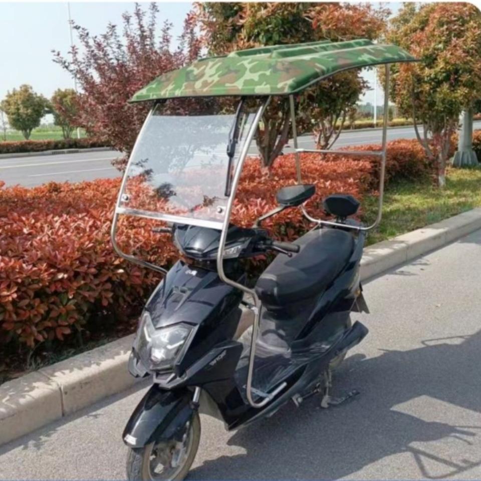 Mái che xe máy, phụ kiện xe máy, mái che, bạt phủ xe máy, bạt che xe máy, áo trùm xe kính cường lực mái rộng 75cm 2180-duoc-ban-tai-Mái che xe máy và xe điện Thiên Linh