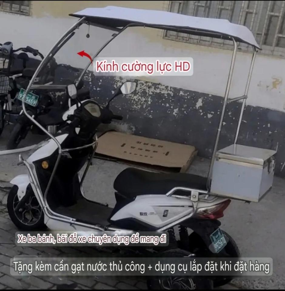 Mái che xe máy, phụ kiện xe máy, mái che, bạt phủ xe máy, bạt che xe máy, áo trùm xe kính cường lực mái rộng 75cm 2180-duoc-ban-tai-Mái che xe máy và xe điện Thiên Linh