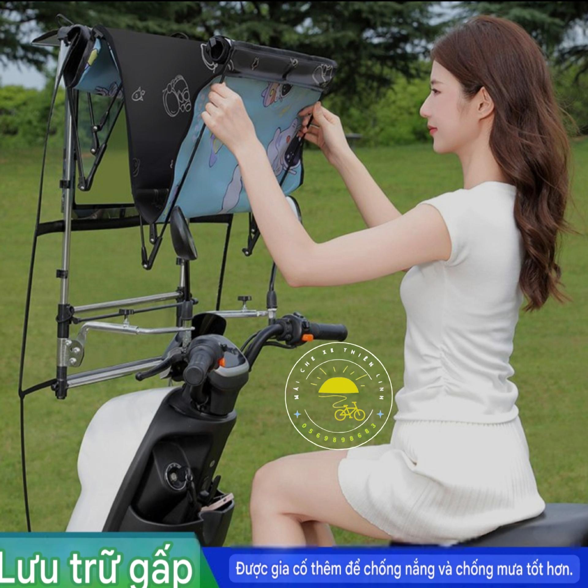Mái che xe - bạt - đôi - gấp gọn phút mốt - lắp chân gương - 885-duoc-ban-tai-Mái che xe máy và xe điện Thiên Linh