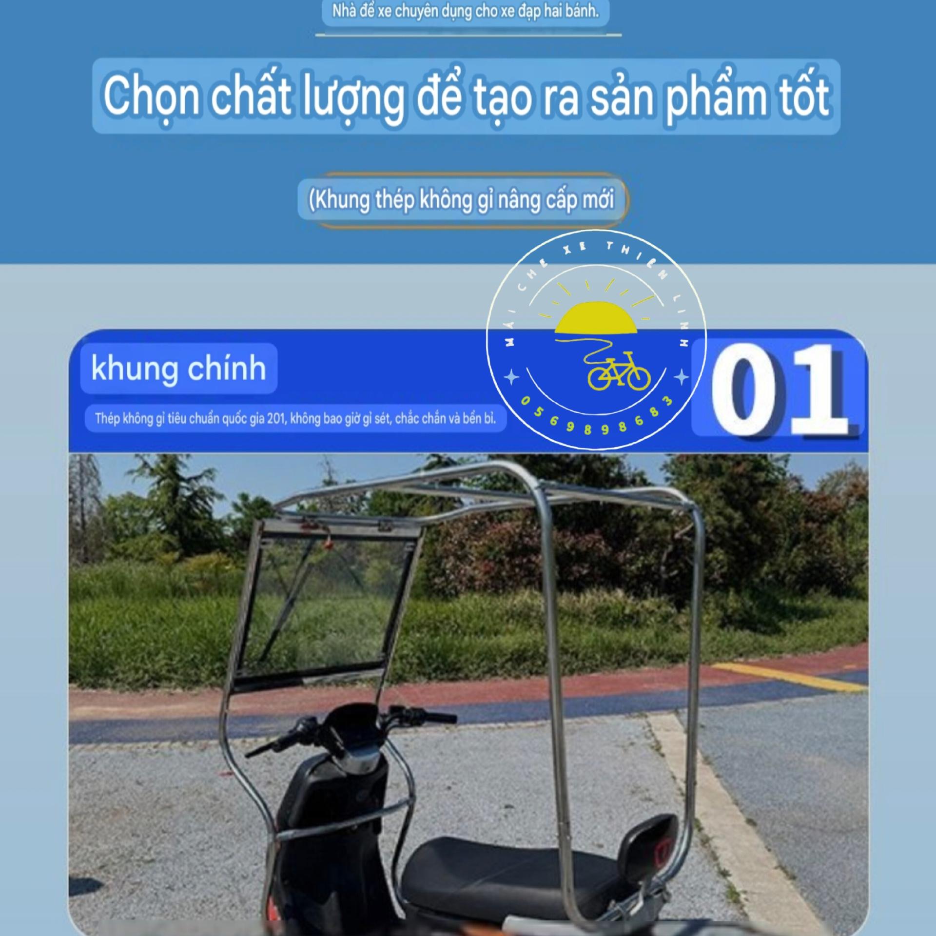 Mái che xe - khung inox - mái nhựa, composite - lắp thân xe - 1995-duoc-ban-tai-Mái che xe máy và xe điện Thiên Linh