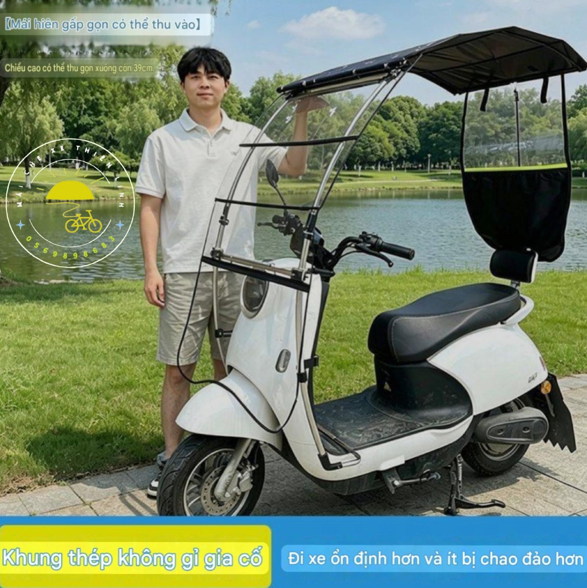 Mái che xe - bạt - đôi - gấp gọn phút mốt - bắt vào thân xe - 740 (cho xe ga và xe điện có chỗ để chân)-duoc-ban-tai-Mái che xe máy và xe điện Thiên Linh