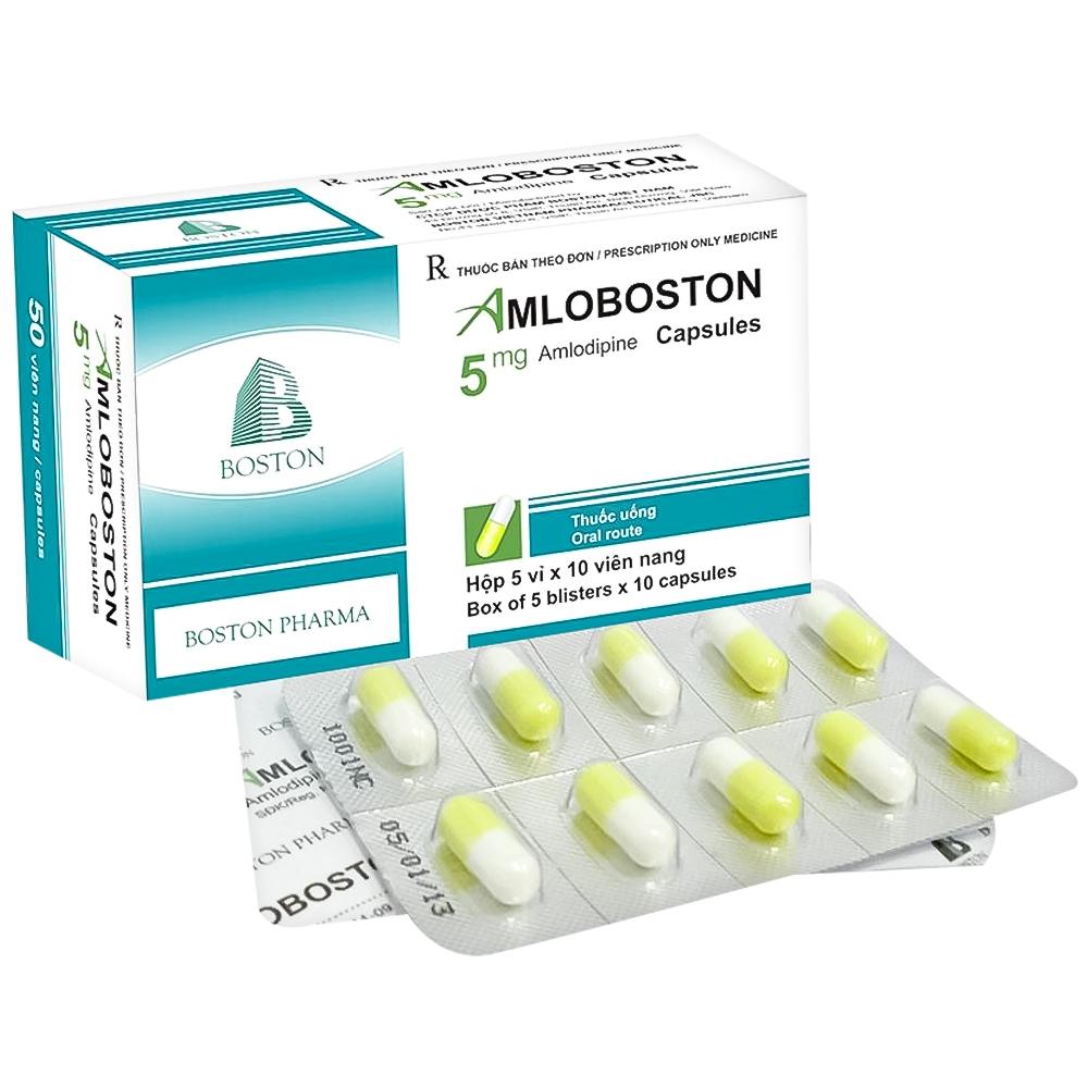 Amlo Boston ( Amlodipin 5mg ) Hộp 5 Vỉ x 10 Viên Boston-duoc-ban-tai-Dược Châu Long