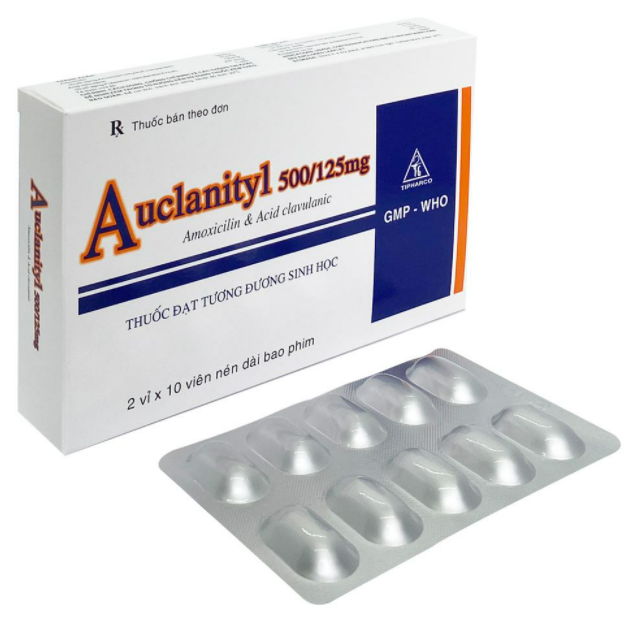Auclanityl 625 Viên ( amo 500 + Clavu 125 ) Hộp 2 Vỉ x 10 Viên Tiphaco-duoc-ban-tai-Dược Châu Long