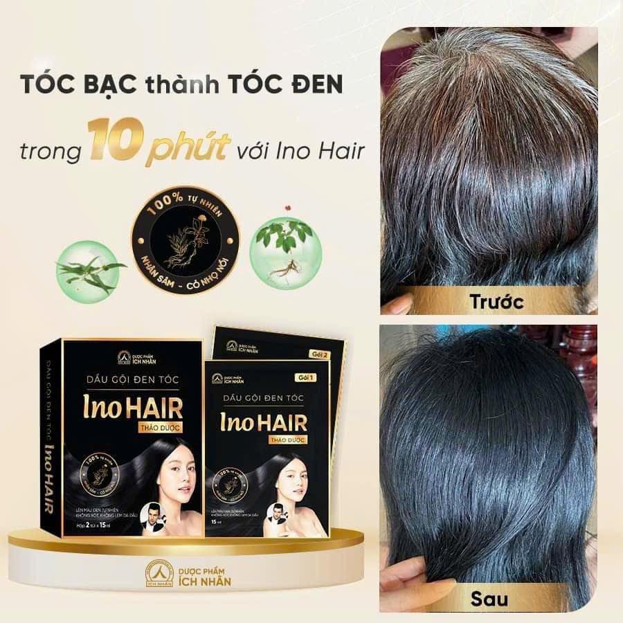 Dầu Gội Đen Tóc INO HAIR Thảo Dược Hộp 2 Gói Ích Nhân-duoc-ban-tai-Dược Châu Long