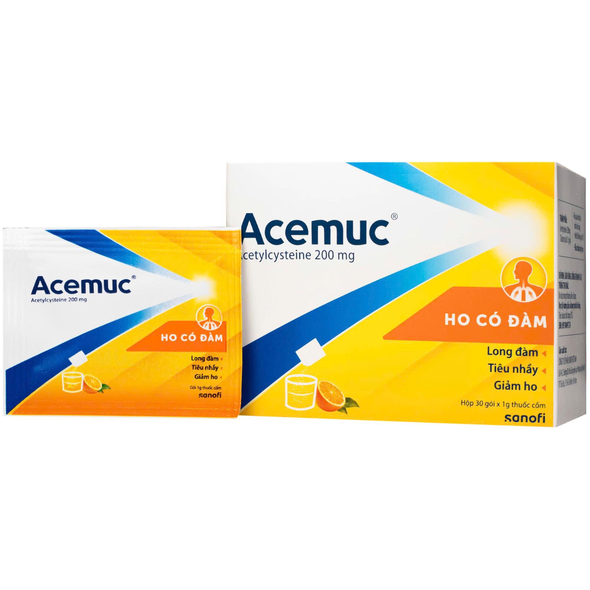 Acemuc 200mg hộp 30gói Sanofi-duoc-ban-tai-Dược Châu Long
