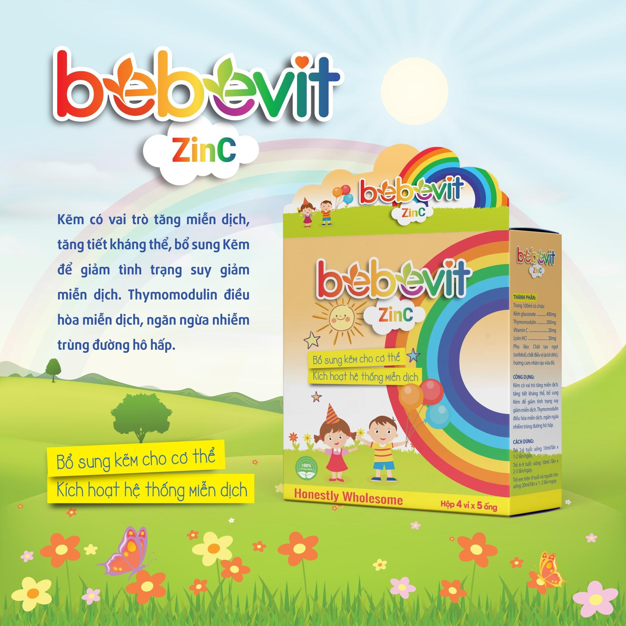 BEBEVIT ZINC ( Thymo + Kẽm + C + Lisyn ) Hộp 20 Ống Mediphar-duoc-ban-tai-Dược Châu Long