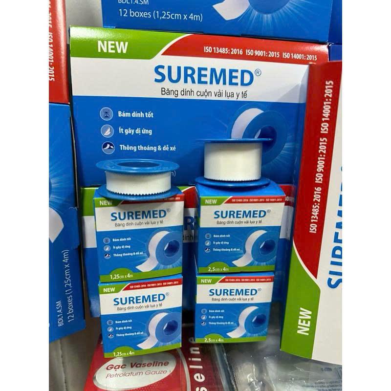SUREMED Băng Lụa 1 , 25 x 4 M  Hộp 12 Cuộn Tân Á-duoc-ban-tai-Dược Châu Long
