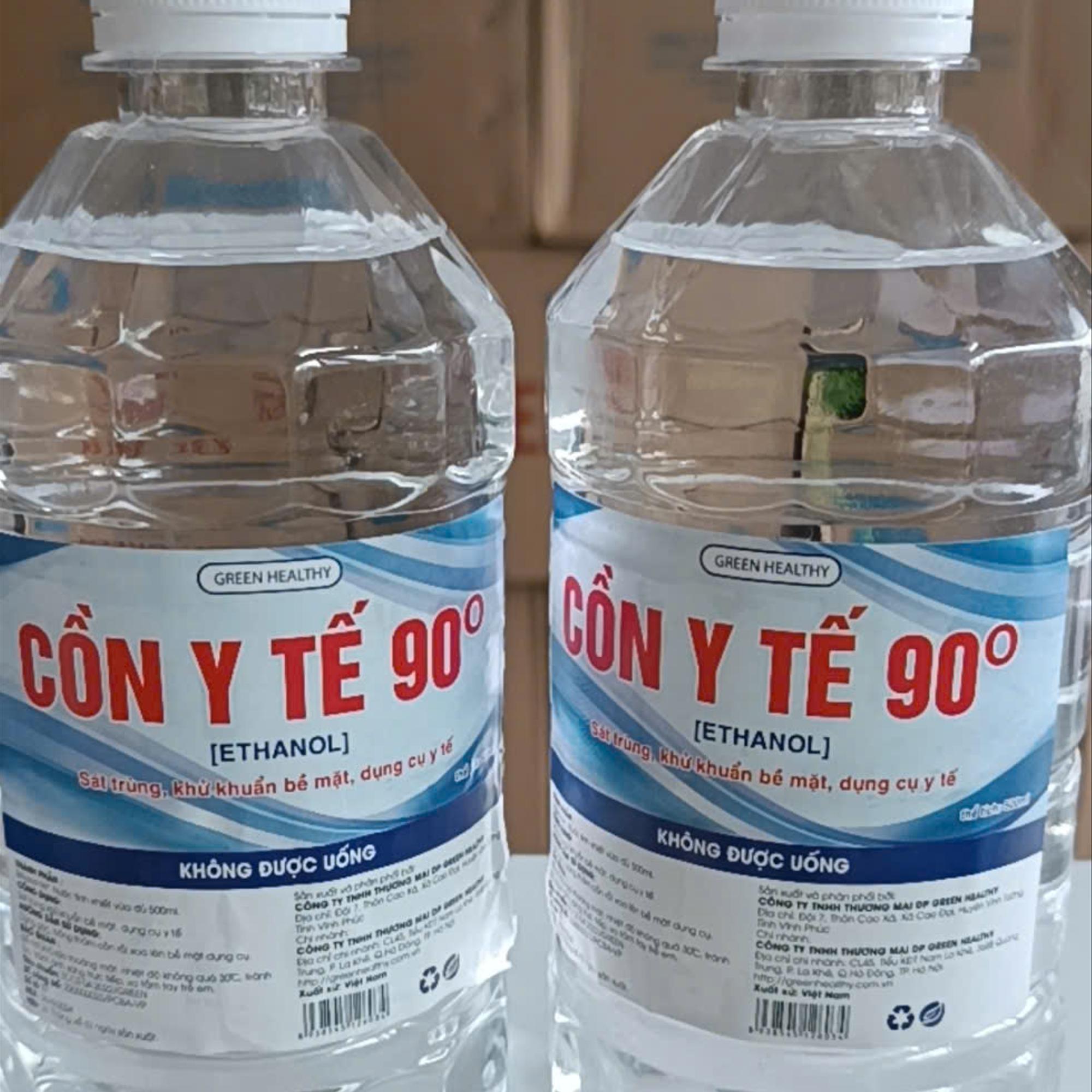  Cồn 90   Y Tế ETHANOL  500 ML  - Thùng 24 Chai    DP  Green Heathlthy-duoc-ban-tai-Dược Châu Long