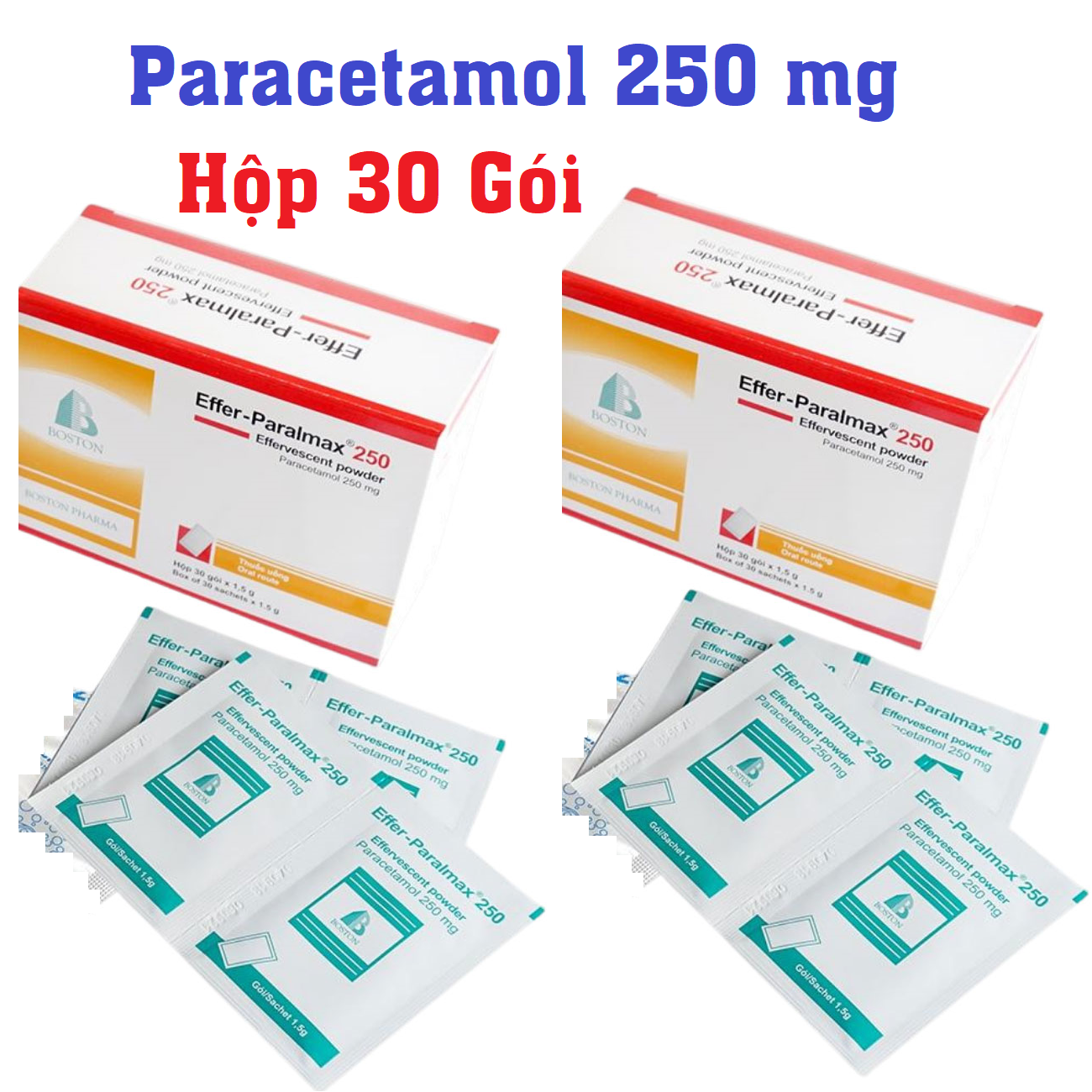 Hộp 30 Gói - Eff - Paramax 250 ( Paracetamonl 250mg ) Hộp 30 Gói BOSTON-duoc-ban-tai-Dược Châu Long