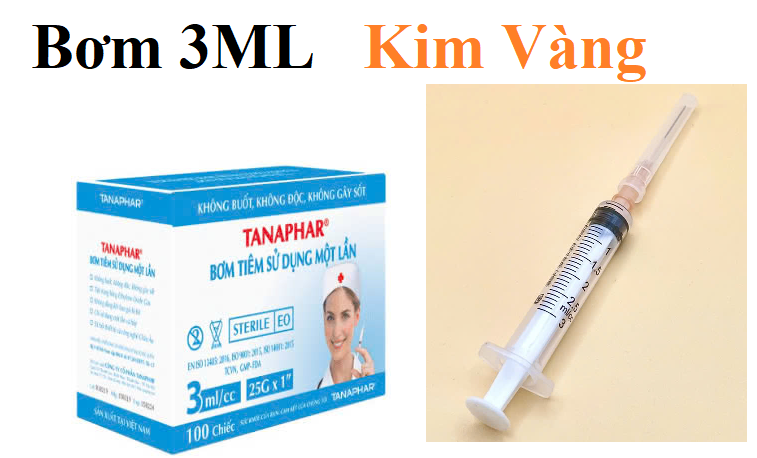 Bơm 3ml Kim Vàng Đắt Hộp 100 Chiếc TANAPHAR -duoc-ban-tai-Dược Châu Long