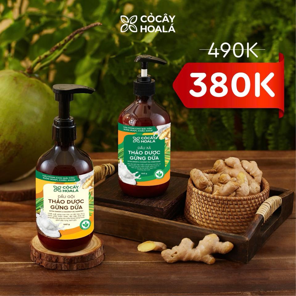 Combo Gội xả Gừng Dừa 440gr-duoc-ban-tai-Showrooms Sống Xanh