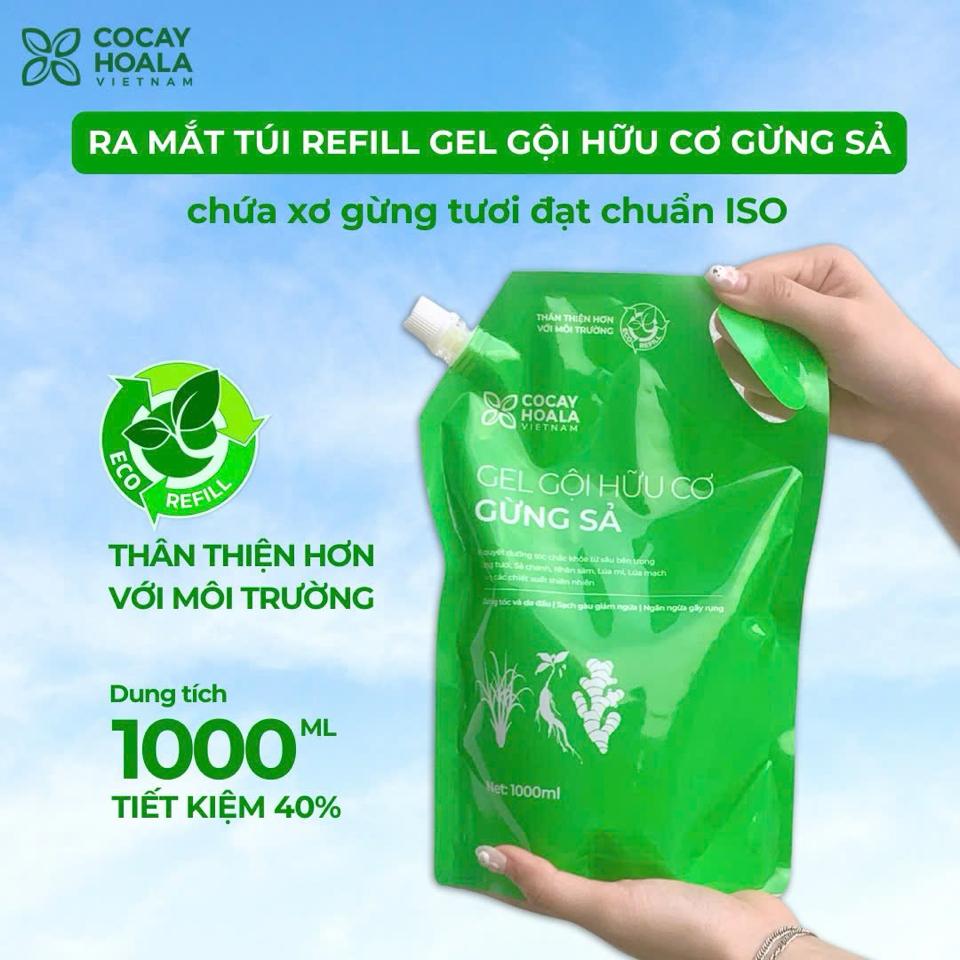 Túi reffill Dầu gội Gừng Sả 1L-duoc-ban-tai-Showrooms Sống Xanh