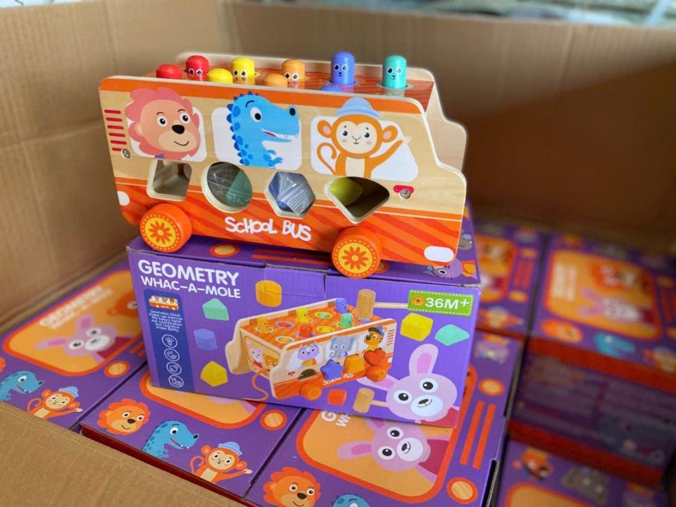 Đập chuột gỗ 3in1 hình oto, thả hình khối, màu sắc-duoc-ban-tai-ALA BABY SHOP